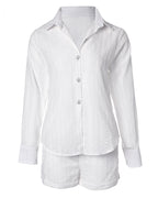 Eyelet Embroidered Top with Coordinating Elastic Shorts Set