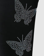 Embellished Butterfly Rhinestone Accent Skinny Jeans