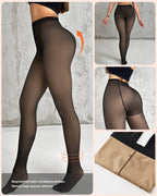 High Waist Translucent Tights with Durable Reinforced Toes