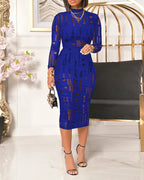 Mock Neck Long Sleeve Cut-Out Bodycon Party Dress