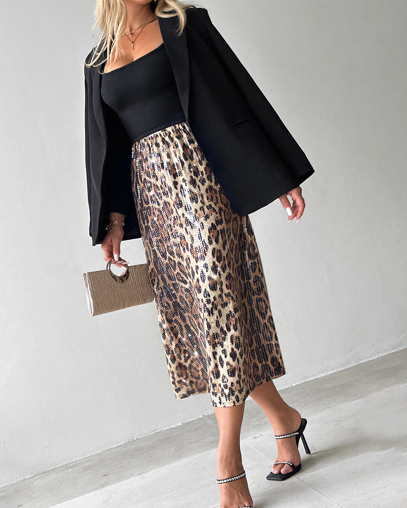 Discover Our New Leopard Print Sequined Skirt