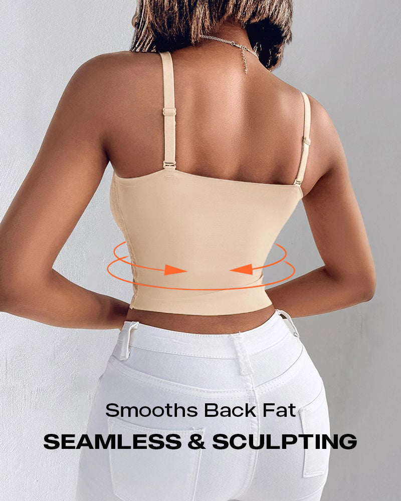 Lace V-Neck Spaghetti Strap Bralette - Sexy Soft Crop Cami