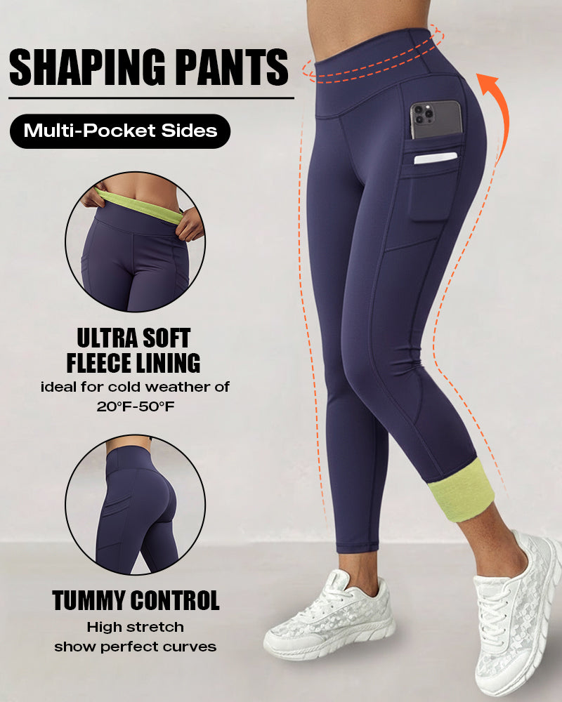 High-Waisted Thermal Yoga Pants with Pockets for Winter