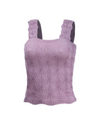 Floral Jacquard Square Neck Crop Top with Thick Straps