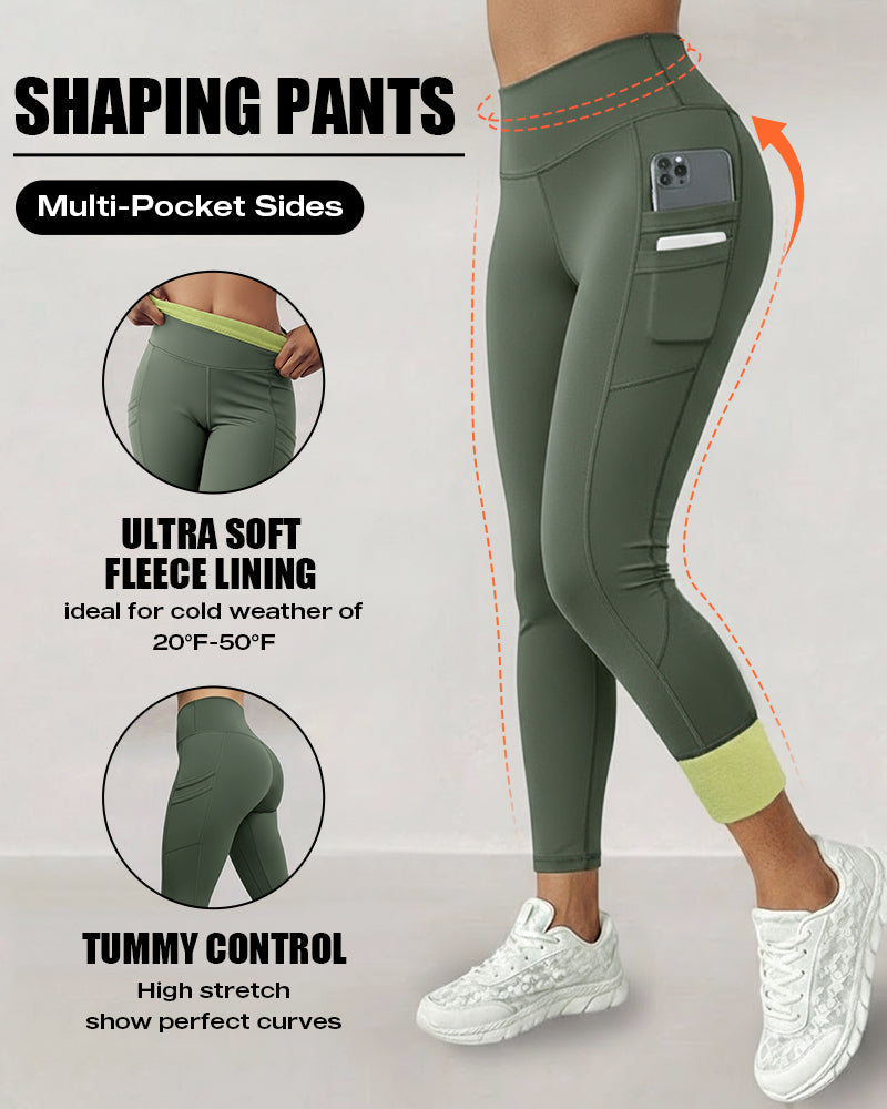 High-Waisted Thermal Yoga Pants with Pockets for Winter