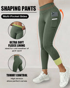High-Waisted Thermal Yoga Pants with Pockets for Winter