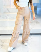 Utility Cargo Pants with High Waist and Pockets