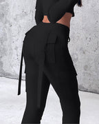 Drawstring Sweatpants with Slit Pockets