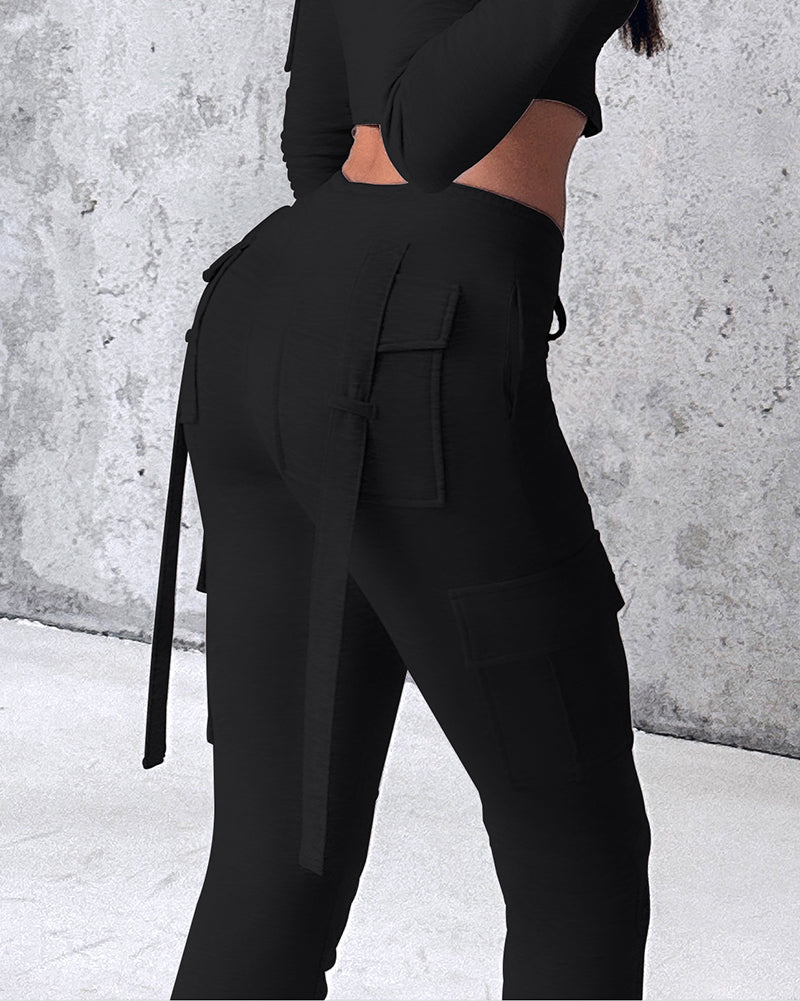 Drawstring Sweatpants with Slit Pockets