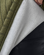 Fleece-Lined U-Neck Long Sleeve Ribbed Thermal Tee, No Padding
