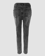 Rhinestone Accented Skinny Jeans with High Waist