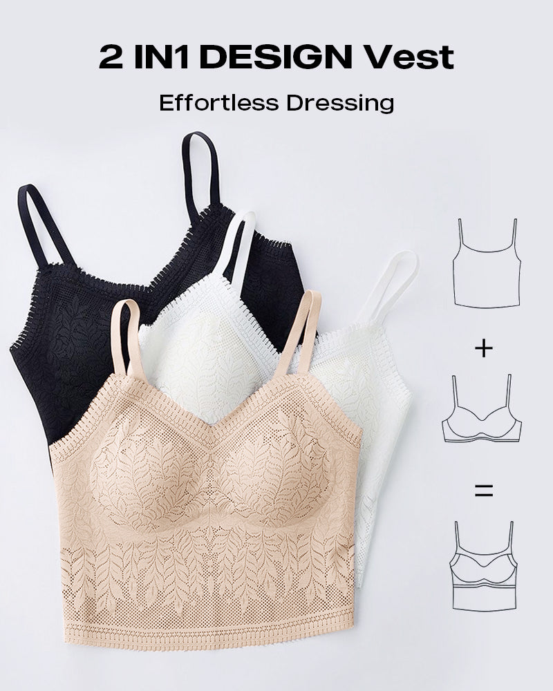 Lace V-Neck Spaghetti Strap Bralette - Sexy Soft Crop Cami