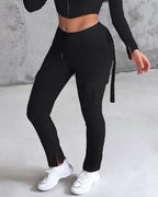 Drawstring Sweatpants with Slit Pockets