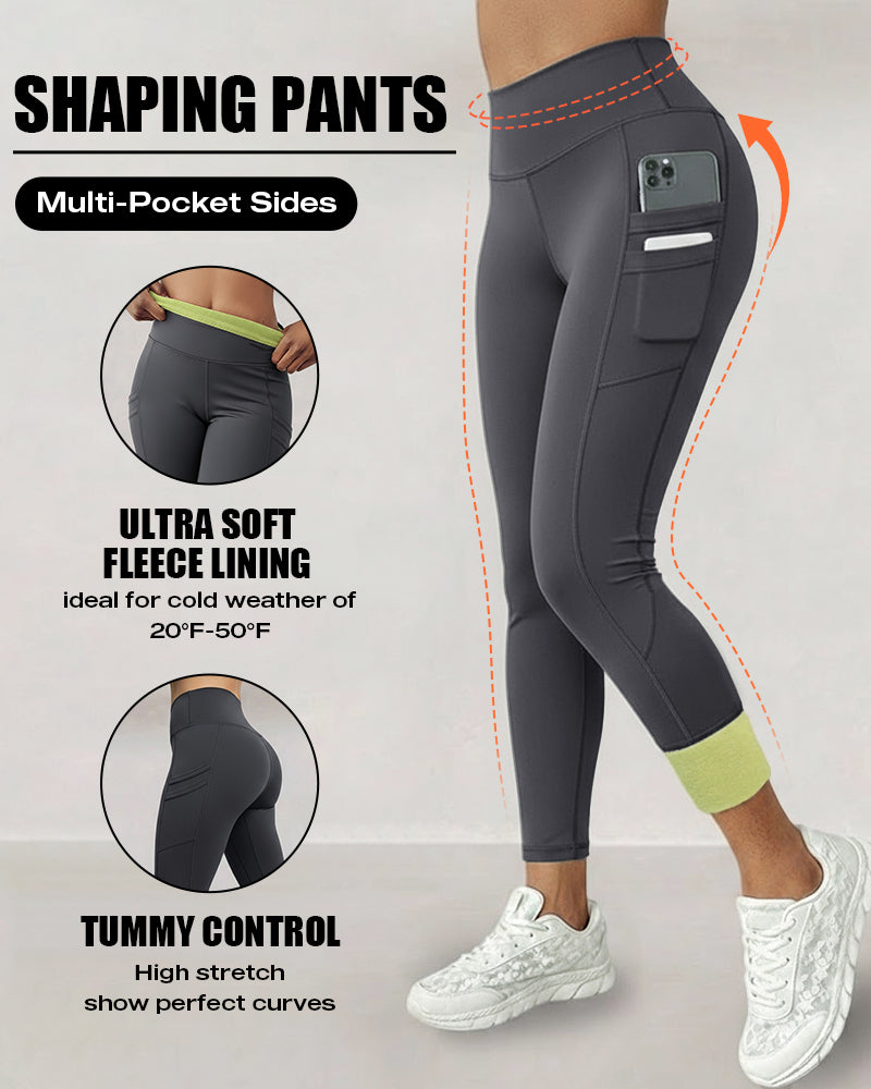 High-Waisted Thermal Yoga Pants with Pockets for Winter
