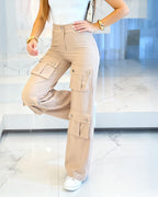 Utility Cargo Pants with High Waist and Pockets