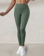 High-Waisted Thermal Yoga Pants with Pockets for Winter