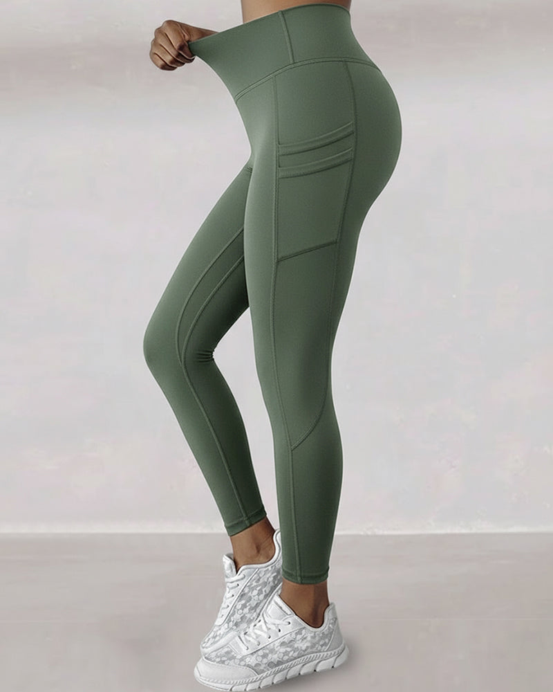 High-Waisted Thermal Yoga Pants with Pockets for Winter