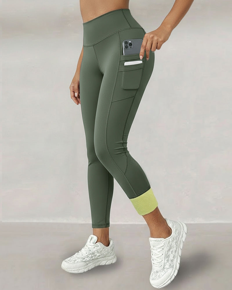 High-Waisted Thermal Yoga Pants with Pockets for Winter