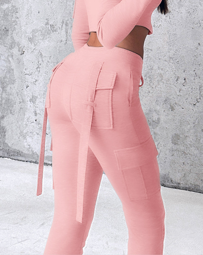 Drawstring Sweatpants with Slit Pockets