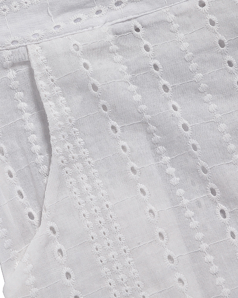 Eyelet Embroidered Top with Coordinating Elastic Shorts Set