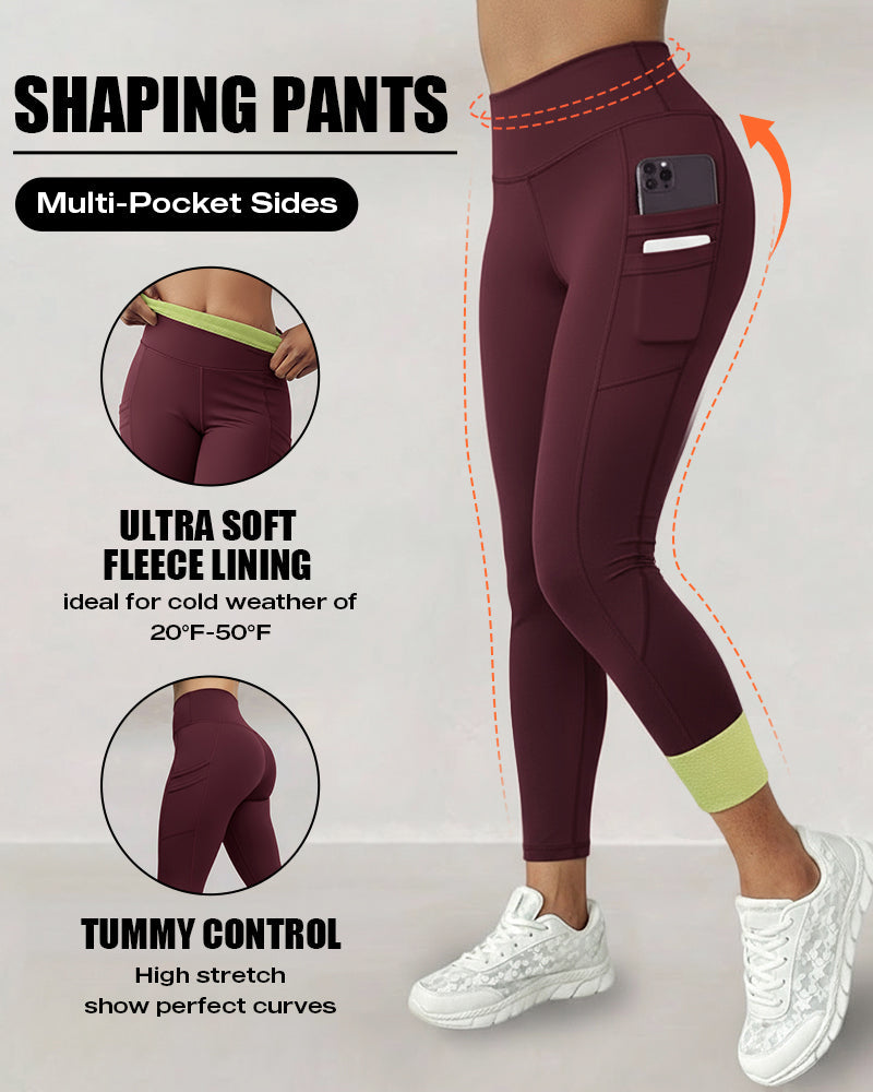 High-Waisted Thermal Yoga Pants with Pockets for Winter