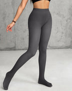 High Waist Translucent Tights with Durable Reinforced Toes