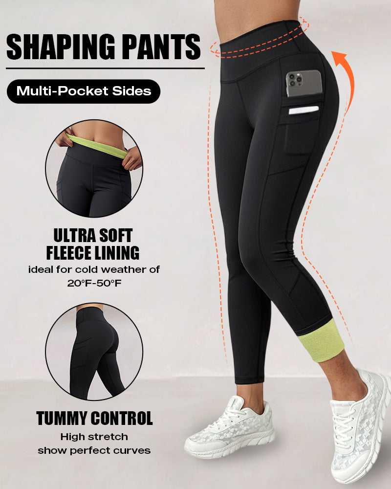 High-Waisted Thermal Yoga Pants with Pockets for Winter