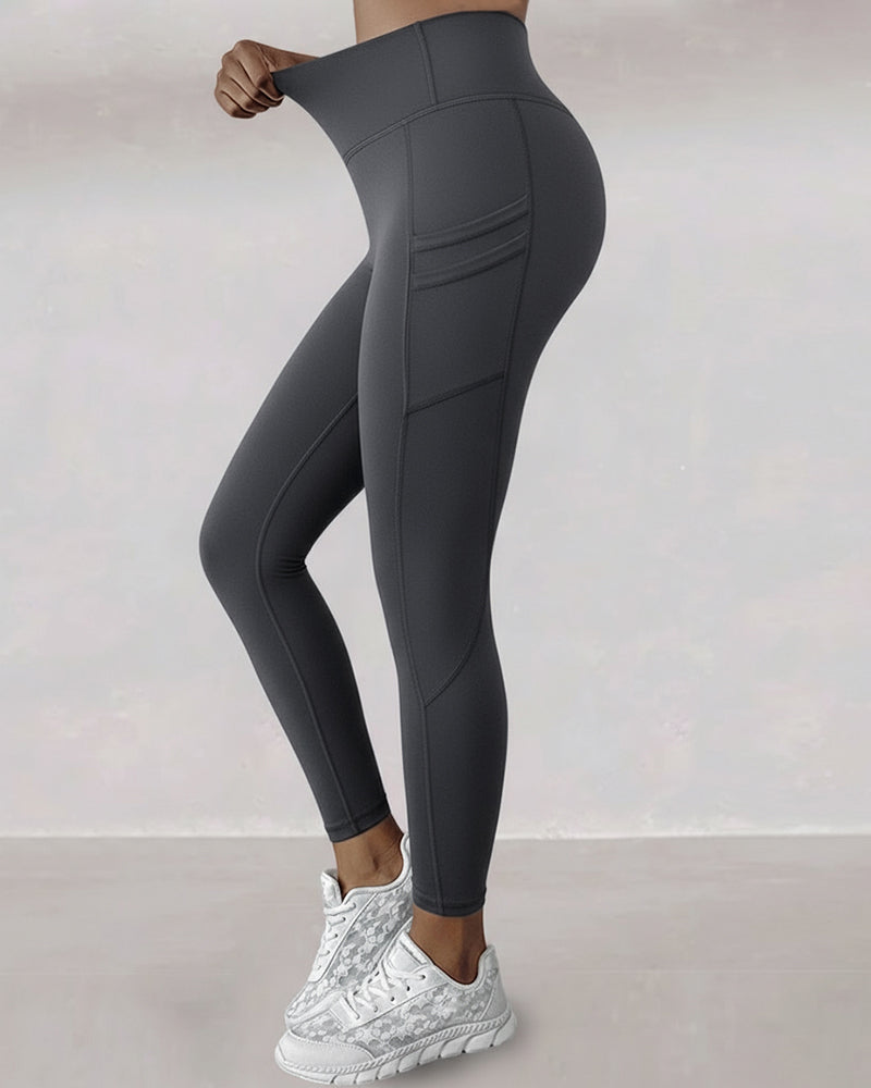 High-Waisted Thermal Yoga Pants with Pockets for Winter