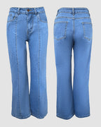 Seam Front Zip-Fly High Waist Straight Denim Jeans