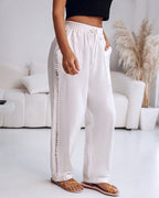 Elastic Drawstring Waist Pants with Side Pockets