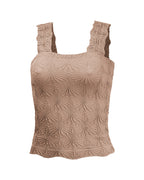 Floral Jacquard Square Neck Crop Top with Thick Straps