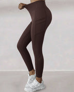 High-Waisted Thermal Yoga Pants with Pockets for Winter