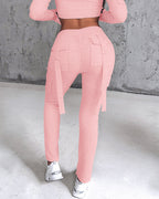Drawstring Sweatpants with Slit Pockets