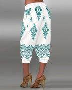 Tribal Print Capris with Button Accents and Pockets