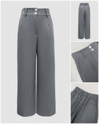 High Waist Casual Wide Leg Trousers with Zipper