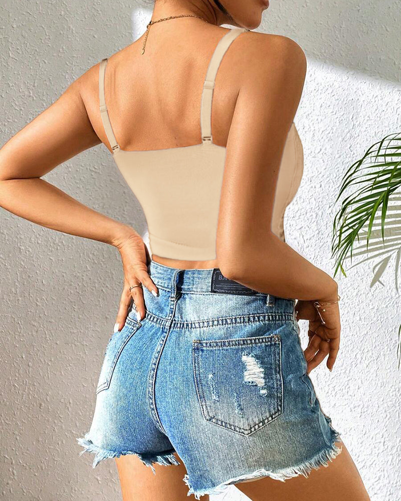 Lace V-Neck Spaghetti Strap Bralette - Sexy Soft Crop Cami