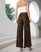 High-Waist Wide-Leg Sequined Evening Pants