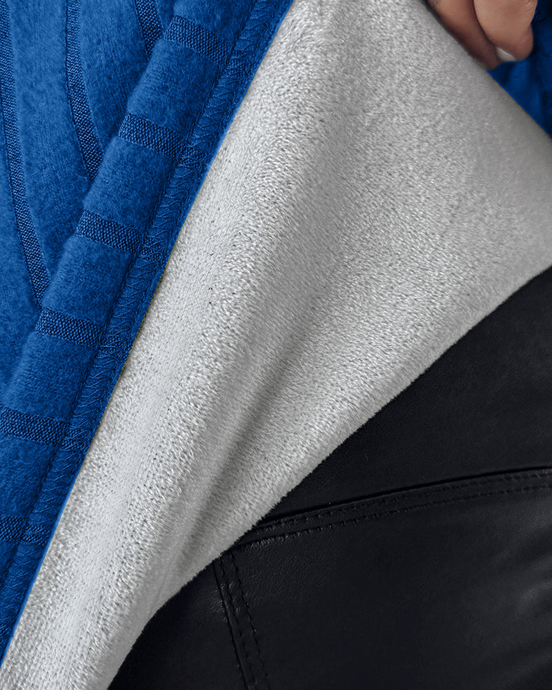 Fleece-Lined U-Neck Long Sleeve Ribbed Thermal Tee, No Padding