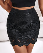 Textured PU Leather Bodycon Skirt with Zip Closure