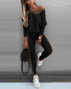 Geo-Trim Gigot Sleeve Blouse and Trousers Set
