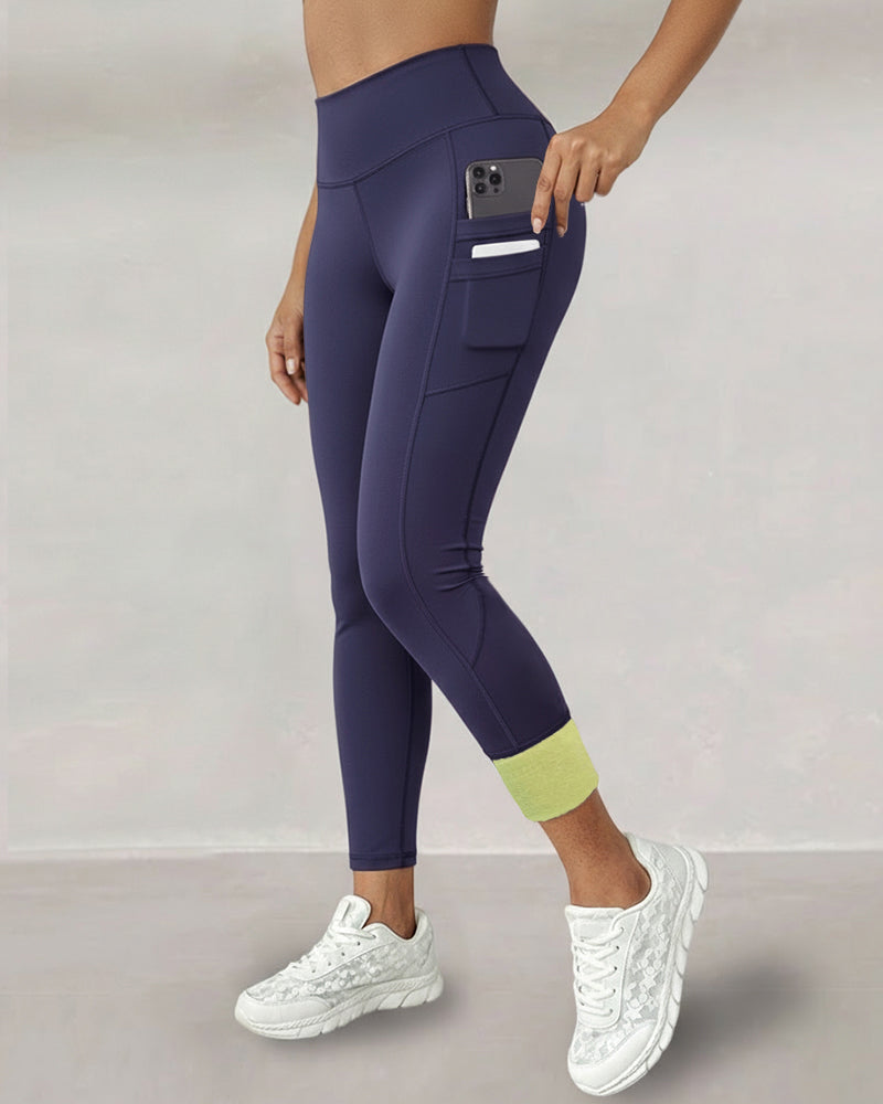 High-Waisted Thermal Yoga Pants with Pockets for Winter