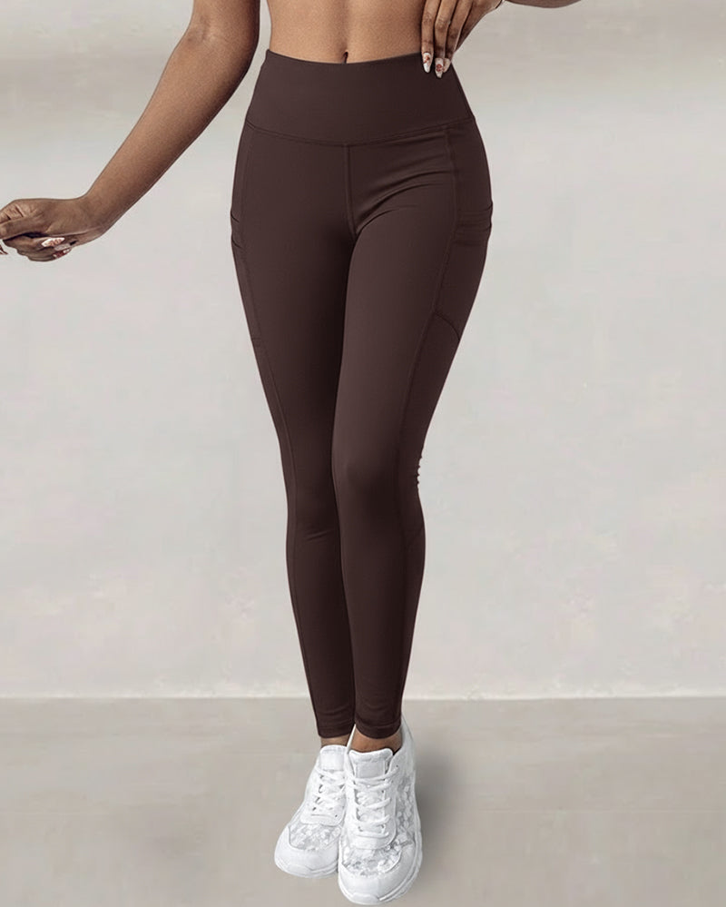 High-Waisted Thermal Yoga Pants with Pockets for Winter