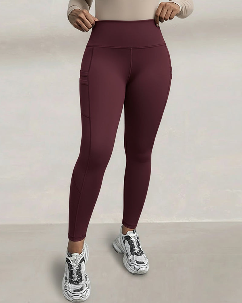 High-Waisted Thermal Yoga Pants with Pockets for Winter