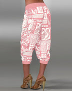 Low Waist Capris Featuring Wooden Buttons and Pockets