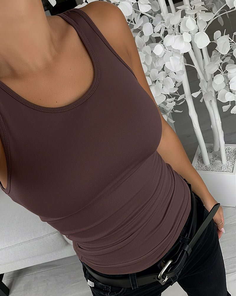 Women's Seamless Compression Tank Top with Tummy Control, U-Neck