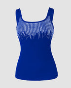 Round Neck Embellished Rhinestone Skinny Tank Top