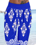 Tribal Print Capris with Button Accents and Pockets