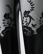 Contrast Lace Trim Faux Leather Slim Trousers