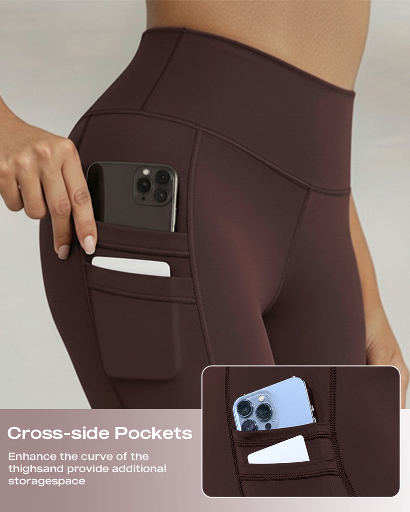 High-Waisted Thermal Yoga Pants with Pockets for Winter
