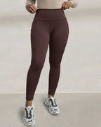 High-Waisted Thermal Yoga Pants with Pockets for Winter